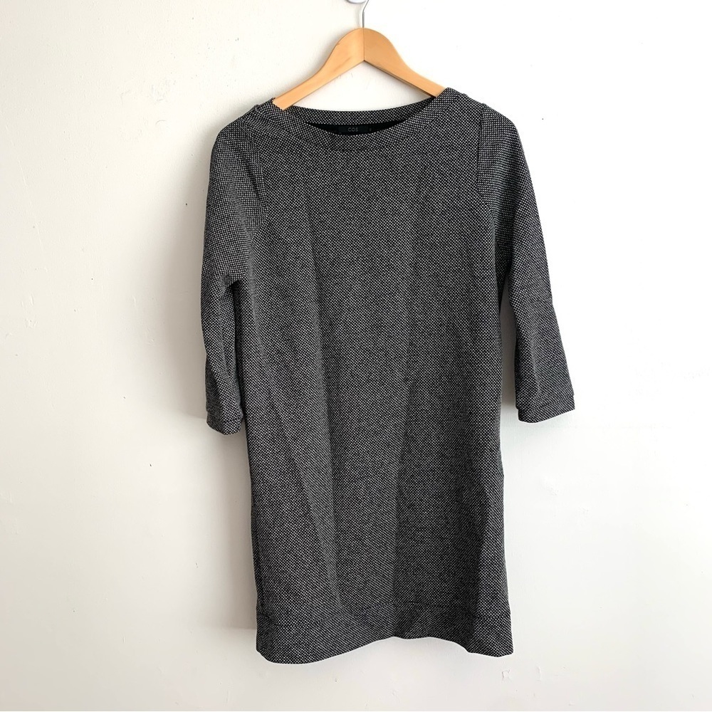 COS Boatneck 3/4 Length Sleeve Cotton Tweed Oversized Shift Dress